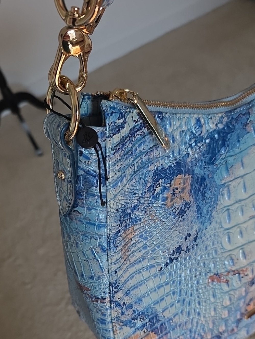 Brahmin Shayna crossbody bag in blue ombre croc-embossed leather - Picture 3 of 5
